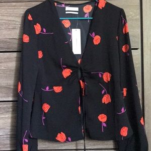 Floral Tie-Front Blouse